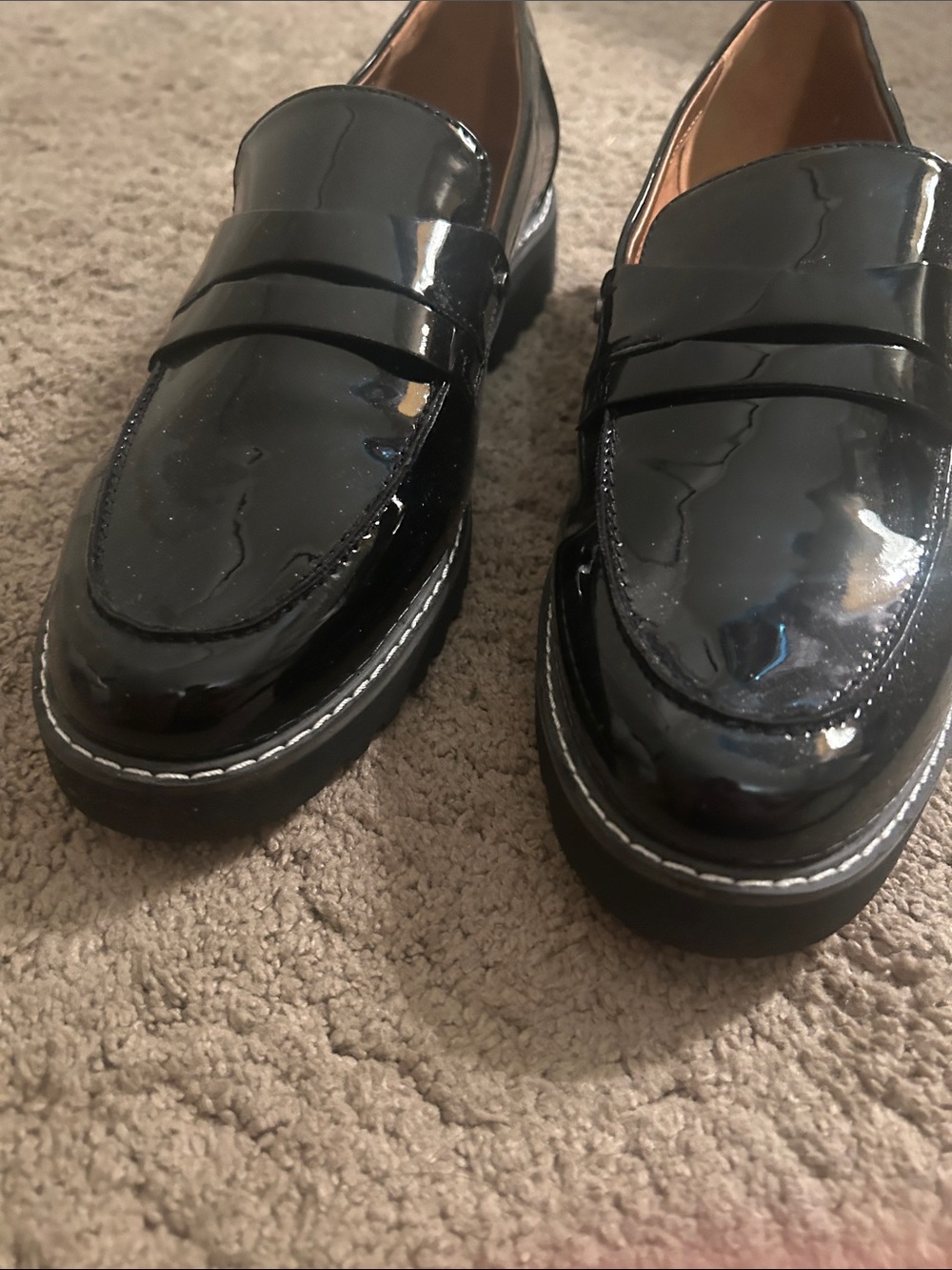 Franco Sarto Black Patent Leather Slip-On Loafers - Picture 2 of 7
